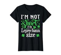 I'm Not Short I'm Leprechaun Size Saint Patricks Day Camiseta gráfica económica, Mujer, Negro, XS