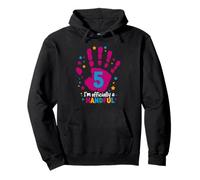 I'm Officially A Handful Mano Rosa Huella 5 Cumpleaños Niños Sudadera con Capucha