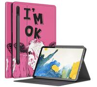 I'm OK - Funda de vaca rosa para Samsung Galaxy Tab S9 Plus/S9 FE Plus 5G de 12.4 pulgadas 2023, múltiples ángulos de visión con soporte para bolígrafo S, apagado y encendido automático para Galaxy
