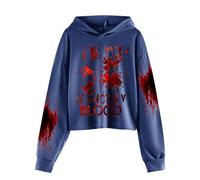 I'm Ok It's Not My Blood - Sudadera informal de manga larga con capucha estampada para niños pequeños, sudadera con capucha iridiscente (azul, 10-11 años)