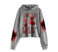 I'm Ok It's Not My Blood - Sudadera informal de manga larga con capucha estampada para niños pequeños y niños pequeños (gris, 8-9 años)