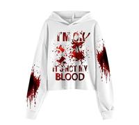 I'm Ok It's Not My Blood - Sudadera informal de manga larga con capucha estampada suave para niños, sudadera con capucha iridiscente (blanco, 10-11 años)