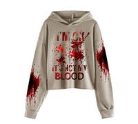 I'm Ok It's Not My Blood - Sudadera informal de manga larga con capucha estampada suave para niños, sudadera con capucha iridiscente (caqui, 6-7 años)
