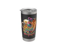 Im On My Wurst Comportamiento Divertido Cerveza Retro 70s Vintage Vaso térmico de acero inoxidable de doble pared