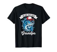 I'm One Bad Bass Grandpa Bass Fishing Día del Padre Camiseta