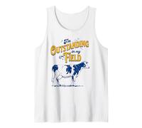 I'm Outstanding In My Field Cow Pun for Farmers Dad Joke Camiseta sin Mangas