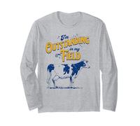 I'm Outstanding In My Field Cow Pun for Farmers Dad Joke Manga Larga