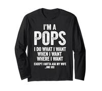 I'm Pops I Do What I Want Retro Vintage Dad Quote Manga Larga