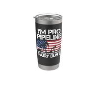 I'm Pro Pipeline Trucker Petróleo Gas Pipeliner Bandera Americana Vaso térmico de acero inoxidable de doble pared