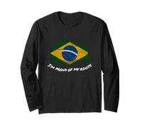 I'm Proud of My Roots - Bandera patriótica vintage de Brasil Manga Larga