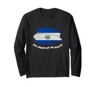 I'm Proud of My Roots - Bandera patriótica vintage de El Salvador Manga Larga