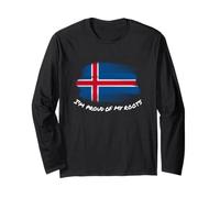 I'm Proud of My Roots - Bandera patriótica vintage de Islandia Manga Larga