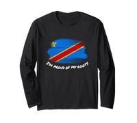 I'm Proud of My Roots - Bandera patriótica vintage del Congo Manga Larga
