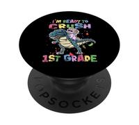 I'm Ready To Crush 1st Grade Unicorn Dinosaur Back to School PopSockets PopGrip Adhesivo