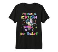 I'm Ready To Crush 1st Grade Unicorn Dinosaur Monster Truck Camiseta Premium