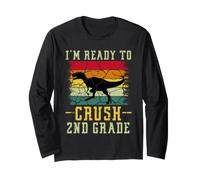 I'm Ready To Crush 2nd Grade T Rex Dinosaur Back To School Manga Larga