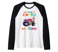 I'm Ready To Crush 4th Grade Unicorn Dabbing Monster Truck Camiseta Manga Raglan