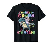 I'm Ready To Crush 4th Grade Unicorn Dinosaur Back to School Camiseta