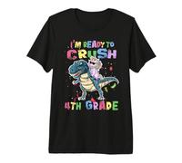 I'm Ready To Crush 4th Grade Unicorn Dinosaur Back to School Camiseta Premium
