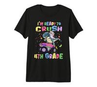 I'm Ready To Crush 4th Grade Unicorn Dinosaur Monster Truck Camiseta Premium