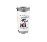 I'm Ready To Crush 4th Grade Unicorn Dinosaur Monster Truck Vaso térmico de acero inoxidable de doble pared