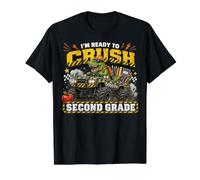 I'm Ready to Crush Second Grade Monster Truck Dino Boys Kids Camiseta gráfica económica, Hombre, Negro, M