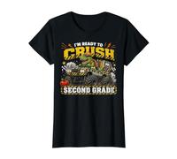 I'm Ready to Crush Second Grade Monster Truck Dino Boys Kids Camiseta gráfica económica, Mujer, Negro, L