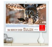 Im Reich der Eulen (hochwertiger Premium Wandkalender 2026 DIN A2 quer), Kunstdruck in Hochglanz: Eine Hommage an die schönen lautlosen Jäger der Nacht.