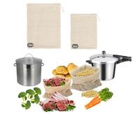 IM® Set de 2 Mallas para Cocer Garbanzos de Algodón Reutilizables (35x30 cm y 27x25 cm) | Aptas para Contacto con Alimentos · para Olla rápida y Tradicional| Red para Cocidos y Pucheros