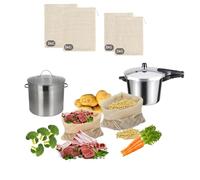 IM® Set de 4 Mallas para Cocer Garbanzos de Algodón Reutilizables (35x30 cm y 27x25 cm) | Aptas para contacto con alimentos · Para olla rápida y tradicional | Red para Cocidos y Pucheros