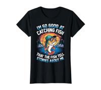 I'm So Good At Catching Fish Funny Fishing Hombres Mujeres Niños Camiseta gráfica económica, Mujer, Negro, XL