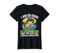 I'm So Good At Catching Fish That The Fish Tell Stories Camiseta gráfica económica, Mujer, Negro, S