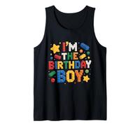 Im The Birthday Boy Building Bricks Decoración de fiesta familiar Camiseta sin Mangas