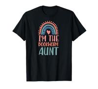I'm The Bookworm Aunt Boho Rainbow Heart Aesthetic Camiseta