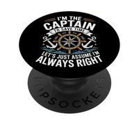 I'm The Captain Assume I'm Always Right Funny Sailing PopSockets PopGrip Adhesivo