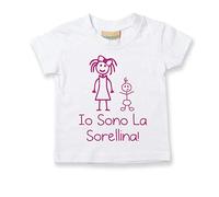 I'm The Hermana PEQUEÑA Camiseta Italiano Io Sono La Sorellina Bebé Niño Niños Disponible en Tallas 0-6 Meses to 14-15 AÑOS Blanco, 6-12 Months