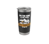 I'm The King Of This Camper Camping Hiking Adventure Nature Vaso térmico de acero inoxidable de doble pared