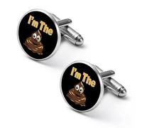 I'm The Shit - Gemelos personalizados para hombre, diseño clásico de negocios, boda, camisa, gemelos, regalo de 0.7 pulgadas y 0.8 pulgadas, 2.0cm, Metal