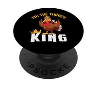 I'm The Turkey King Thanksgiving Thankful For Family PopSockets PopGrip Adhesivo