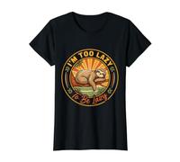 I'm Too Lazy To Be Lazy Estado de ánimo de procrastinación Camiseta gráfica económica, Mujer, Negro, XS