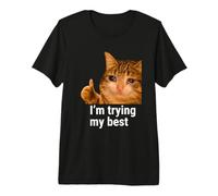 I'm Trying My Best Funny Crying Cat Meme Weird Cat Face Meme Camiseta Premium