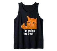 I'm Trying My Best Funny Crying Cat Meme Weird Cat Face Meme Camiseta sin Mangas