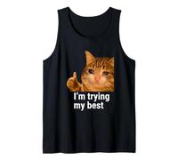 I'm Trying My Best Funny Crying Cat Meme Weird Cat Face Meme Camiseta sin Mangas