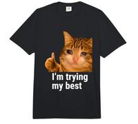 I'm Trying My Best Funny Crying Cat Meme Weird Cat Face Meme Comfort Colors Adult Heavyweight T-Shirt