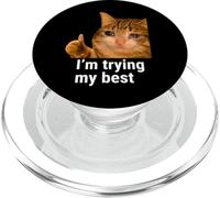 I'm Trying My Best Funny Crying Cat Meme Weird Cat Face Meme PopSockets PopGrip para MagSafe