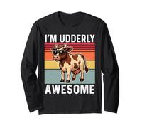 I'm Udderly Awesome Cute Retro Hombres Mujeres Niños Vaca Manga Larga