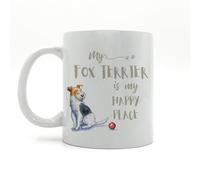 Image Industry Taza de cerámica My Happy Place Fox Terrier - Amantes de los perros - Taza de café - Taza de perro