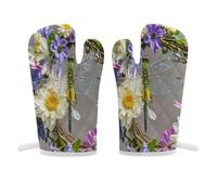 Image of Dragonfly in Wreath - Manopla de horno antideslizante, mini guante de horno resistente al calor, guantes de cocina suaves y cómodos, guantes de cocina para colgar, guantes de cocina, 1 par