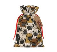 Imagen De Pug Print - Bolsa reutilizable con cordón, perfecta para cumpleaños, aniversarios y fiestas