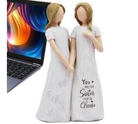 Imagen De Regalo De La Amistad - Estatuilla De Resinas Dos Niñas | Decoración Del Hogar Pequeña Para Escritorio Y Estante | Significativo Mejor Regalo De Novia O Hermana Para Cumpleaños y Vacaciones